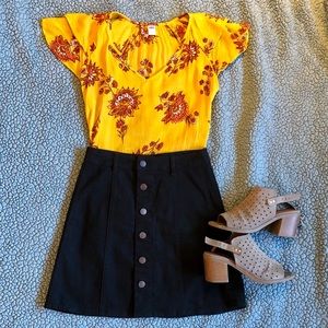 NWOT Black Denim Mini Skirt